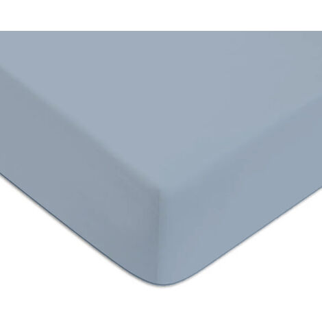 Drap housse en coton 57 fils uni bonnet 25cm nuage 90x200cm