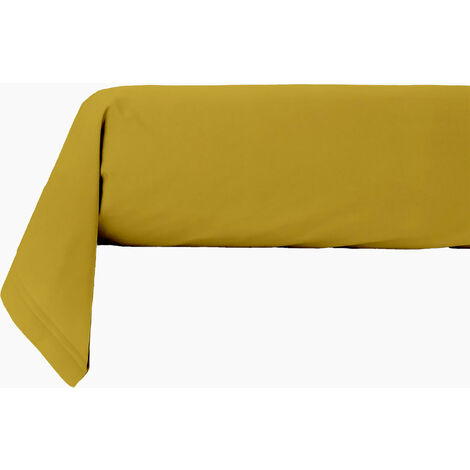 Taie traversin en coton 57 fils unie jaune mimosa jaune moutarde 85x185cm (1/3)