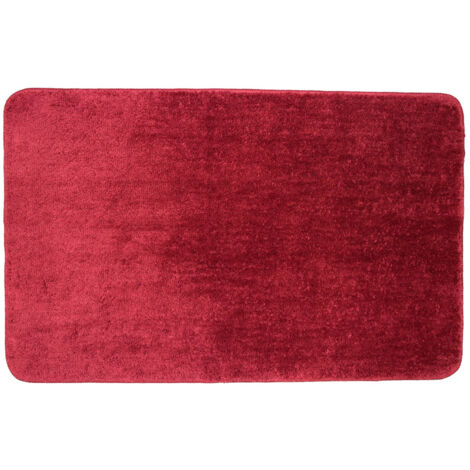 Tapis de bain uni 50x80 en polyester bordeau 50x80cm (1/3)