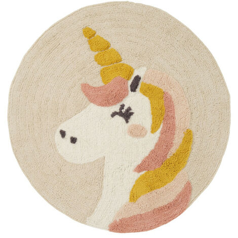 Tapis enfant rond licorne en coton 70x70cm (1/3)