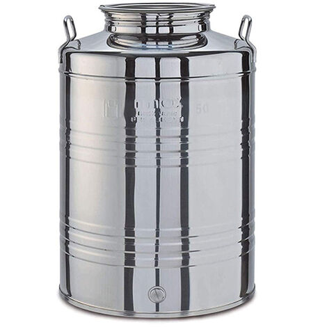 Bidone fusto contenitore per olio 100 lt recipiente in acciaio Inox 18/10