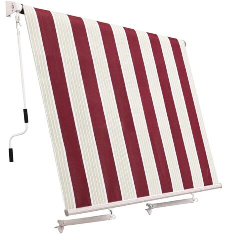 Tenda da sole a caduta 400x300 cm senza cassone per esterno rigata bordeaux crema