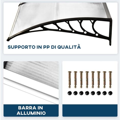 Pensilina 100 x 80 cm in policarbonato alveolare trasparente copertura per esterno