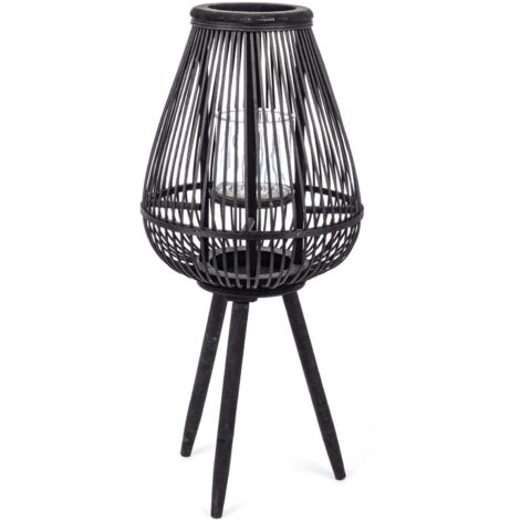 Lampada piantana cm 36x25x125h in legno mdf nero con 3 sfere dipinte