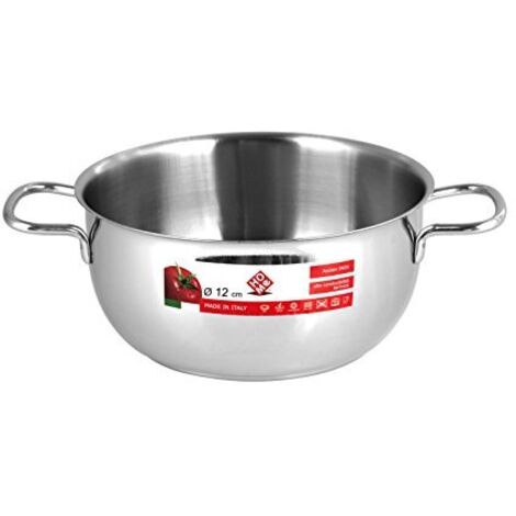 Home in Rombo Casseruola Inox Due Manici Cm12 Pentole Acciaio Inossidabile (1/2)