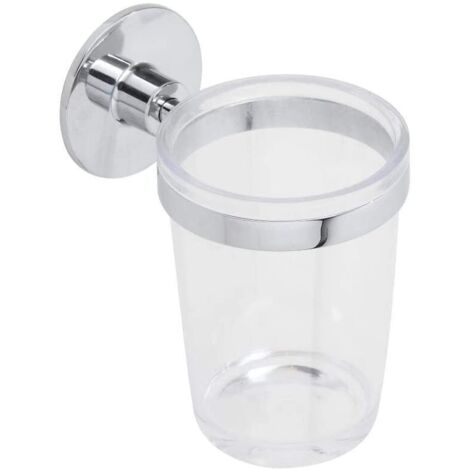 Bicchiere porta spazzolino a parete da bagno cromo in acrilico Idea (1/3)