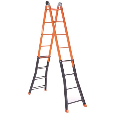 Scala in acciaio telescopica gradini 4+5 h max 4,40 mt trasformabile allungabile