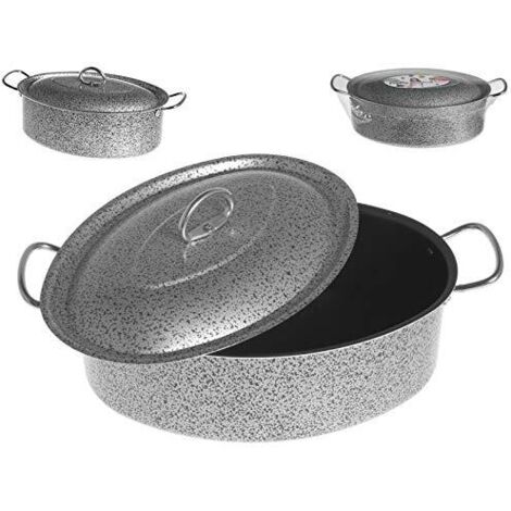 HOME Casseruola Ovale Antiaderente Saltpepper con Coperchio cm32