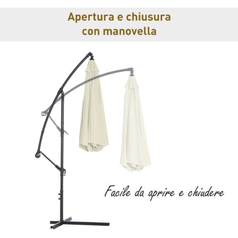 Ombrellone Giardino BAKAJI 3x3m - Palo Decentrato, Acciaio Inox, Poliestere UV, Apertura A Manovella - Foto 7