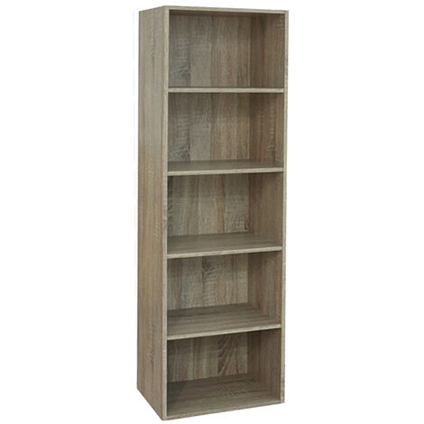 Libreria a colonna componibile verticale con 5 ripiani 40x29x132H rovere nordico (1/2)