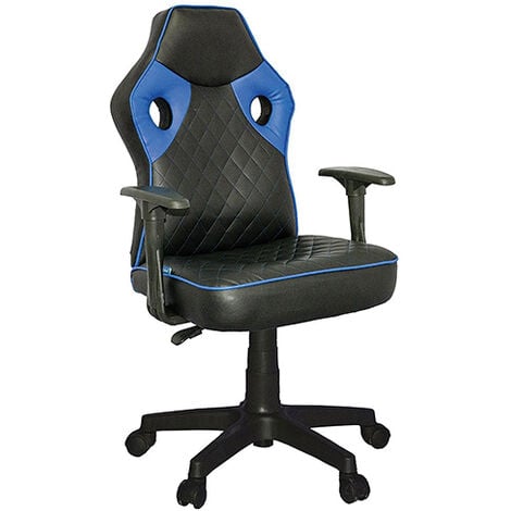 Sedia gaming regolabile nera con tessuto a rete blu My Office - Brico Sky