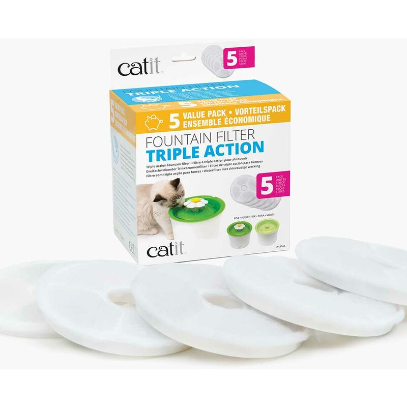 Catit filtro de triple acción para fuentes, 5 uds