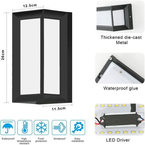 Applique murale lampe d'extérieur lampe de salle de bain IP65 noir GU10  hauteur 11.5cm, ETC Shop: lampes, mobilier, technologie. Tout d'une  source.