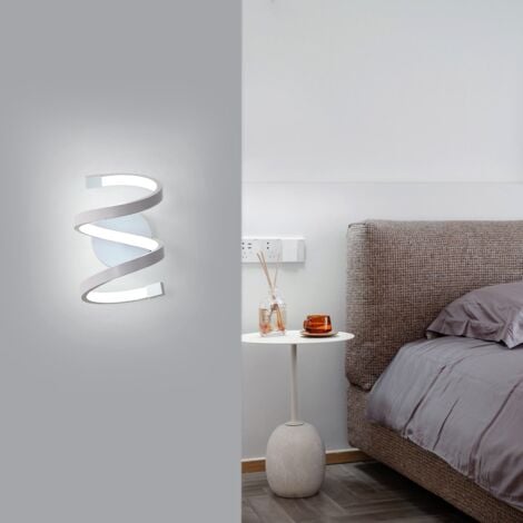 Applique Murale LED Interieur, Lampe Murale 18W spirale blanche, Luminaire  Mural moderne pour Chambre Couloir Bureau Lumière Blanc Froid 6500K