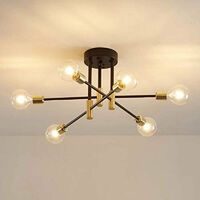 Plafonnier Industriel, Lampe de plafond, Lustre industriel E27, 6-Luminaire suspension pour Chambre à coucher Salon