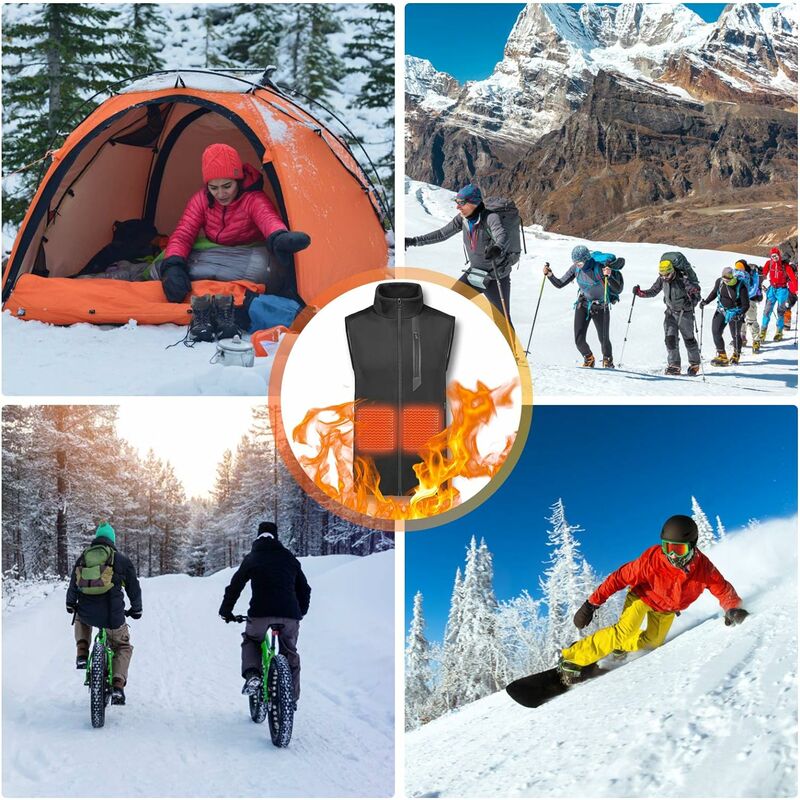 Chargement USB 6 Poches au Camping adapté à la Moto Ski Gilet Chauffant Hommes et Femmes 3 températures réglables Veste chauffante à Capuche 2021 Nouveau Conception de commutateur caché 