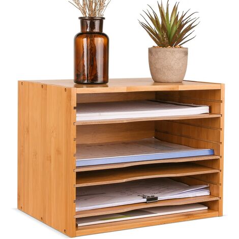 Trieur de bureau en bambou avec 2 tiroirs pour bureau/maison Étagère extensible et réglable 