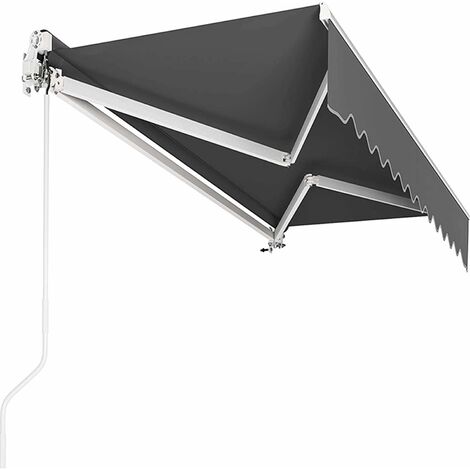 BAMNY Store banne , store rétractable avec manivelle, manivelle, protection solaire, anti-UV et imperméable, en métal et polyester, pour cour, balcon, restaurant, café 250 x 200cm, gris