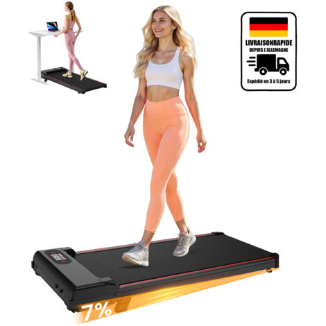 Tapis de course portable de 2,5 HP pour bureau et maison, ultra silencieux et sans installation avec 0,6 à 6,2 MPH, télécommande, écran LED, capacité de 136 kg(rose) (1/5)