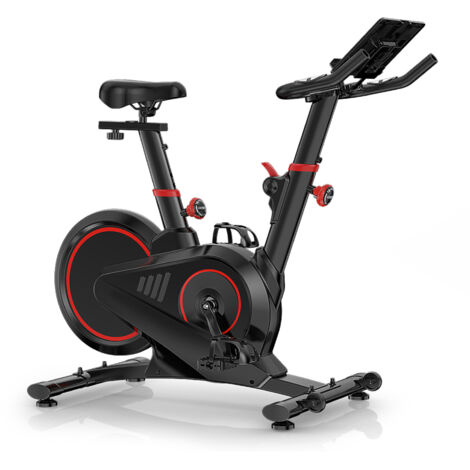 BIGZZIA - Vélo d'appartement ergomètre à résistance magnétique réglable, écran LCD pour cyclisme en salle, avec support et porte-bouteille (résistance magnétique + application) (1/5)