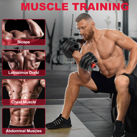Kit De Fitness 4-en-1 : Poids Russes, Barre Et Haltères – 44 Lb – 22 Pièces