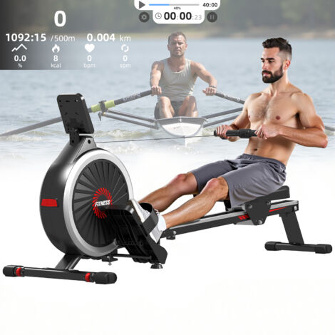 BIGZZIA Rameur magnétique à 16 Niveaux avec Affichage LED, Rail Coulissant Silencieux pour la Maison, la Salle de Gym, l'équipement d'entraînement d'intérieur