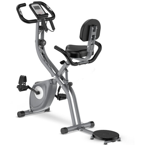 Vélo d'appartement 10 niveaux de résistance magnétique réglable, pliable et silencieux, avec bande de résistance pour bras, écran LCD, utilisé pour vélo d'entraînement aérobique à domicile, capacité