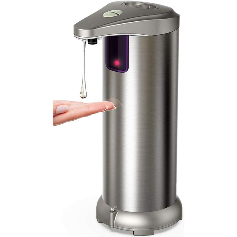 Distributore automatico di sapone,Sobotoo dispenser di sapone in acciaio inox Touchless sensore di movimento a raggi infrarossi IR dispenser di sapone per cucina bagno con base impermeabile 300ml,champagne 