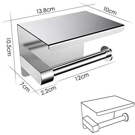 Portarotolo Carta Igienica e 2 pezzi Ganci Adesivi Porta Carta Igienica Autoadesivo Senza Foratura Silver 304 Acciaio Inox per Bagno,Toilette Cucina e Camere da Letto 