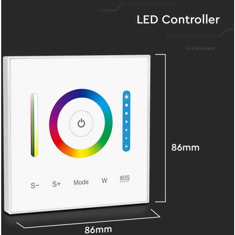 V-TAC SMART Controller Dimmer Touch Wireless da parete für Strip LED 3in1+ RGB+CCT SKU 2915