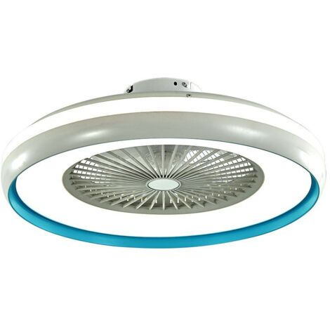 V-TAC VT-5022 Deckenventilator, 45 W Wechselstrommotor, weißes Gehäuse und blauer Innenring mit 35 W 3IN1 CCT-LED-Lampe und Fernbedienung – Artikelnummer 217934 (1/5)