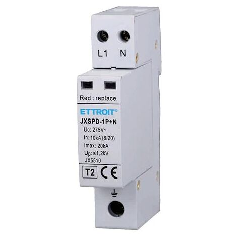 Überspannungsableiter 220V Typ T2 1P+N 275V 10kA-20kA belegt 1 DIN-Modul Ettroit JX5510