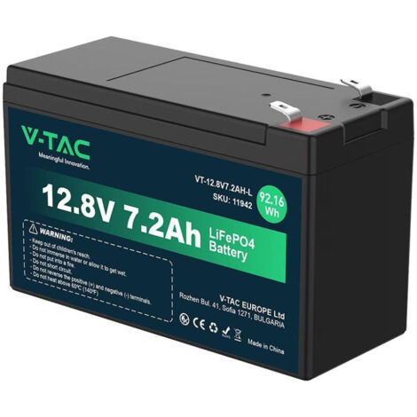 V-TAC Lithiumbatterie 12,8V 7,2Ah Alarm, USV, Videoüberwachung, T2-Anschluss 1506393mm IP55 - 11942