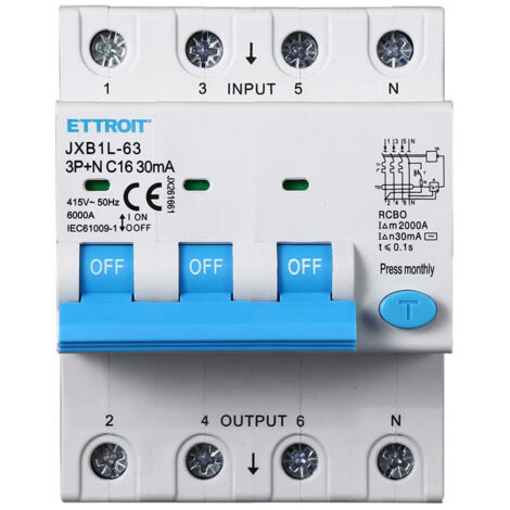 ELEKTRONOVA Interrupteur magnétothermique triphasé 4P 16A C16 6kA - 4