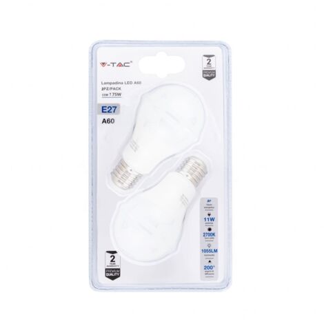 V-TAC VT-2111 LED-Lampe E27 11W 100LM/W A60 2700K (2er-Set)