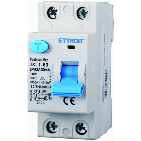 ETTROIT Reiner Fehlerstromschutzschalter 2P 63A 30mA 220V-6KA KLASSE A - JX326364