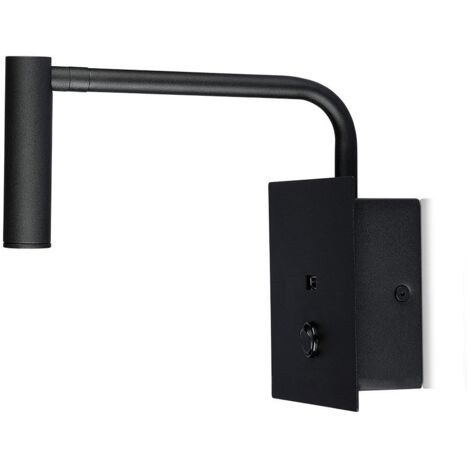 V-TAC PRO VT-2943 3W LED hotel side Wandlamp cob cree schwarz 3000K IP20 ON/OFF Schalter + USB-Anschluss - SKU 1487