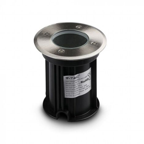 V-TAC Runde begehbare Bodenlampenfassung GU10 (max. 35 W), Schwarz und Stahl, IP65 (1/5)