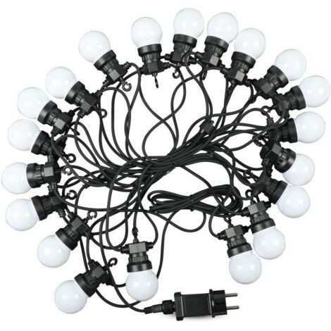 V-TAC 10m Lichterkette 20 Mini Globe LED Birnen 5W Weiß mit Schuko Warmweiß IP44