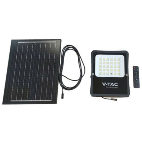 V-TAC VT-55300 LED-Flutlicht 2400lm angetrieben durch Solarpanel 20W  Photovoltaikbatterie mit Fernbedienung kaltweißes Licht 6400k Sku 6970