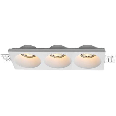 V-TAC VT-11013 Rechteckiger Einbau-LED-Strahlerhalter aus Gips mit abgerundeten Schnitten für 3 Strahler 3GU10/GU5.3 weiß sku 6765 (1/5)