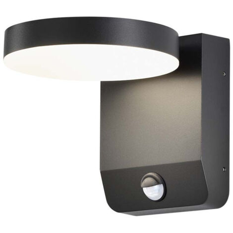 V-TAC 17W 150LM/W Runde LED-Wandleuchte mit Sensor, Schwarz, Naturweiß, IP65