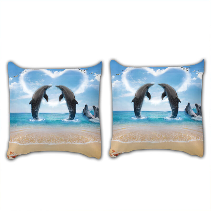 Housse De Couette 3D Dauphin Océan Pour Enfant - 140x200 Cm Avec Taie D'Oreiller - 40% Coton 60% Polyester - Lavable Machine - 10