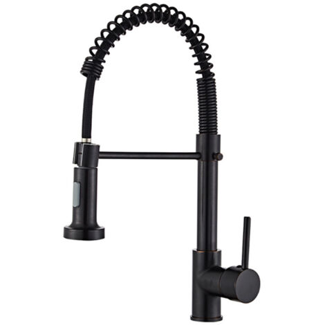 Robinet de cuisine 2 jets de douchette multi fonction PRO rotation a 360 degres moderne NOIR (1/5)