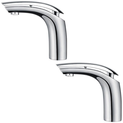 2x Robinet de salle de bain de lavabo style mono standard EU laiton ceramique chrome (1/5)