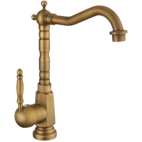 Robinet cuisine salle de bain Mitigeur de Lavabo en Laiton Antique cuivre rotation 360° (1/5)