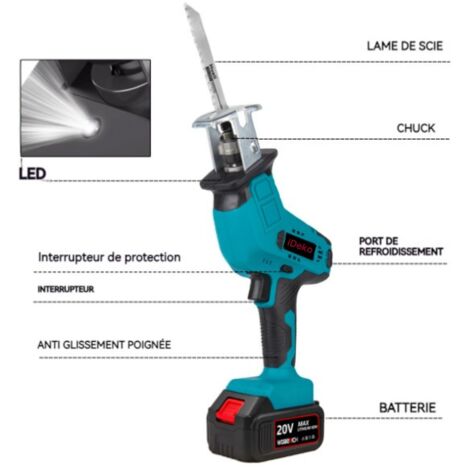 Scie Sans Fil 3000 SPM Changement Lame Scie Alternative 20V Scie Sabre