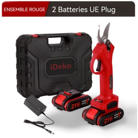 iDeko Sécateur electrique sans fil 21V Rechargeable 2 batteries Coupeuse d'élagage Professionnel Jardin pour arbres fruitiers (1/5)