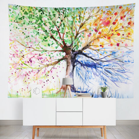 Tenture murale Arbre de vie coloré claire Impression numérique Polyester 200x150cm DIY