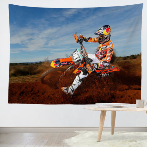 Tenture murale Motocross Impression numérique Polyester 200x150cm DIY Personnalisable